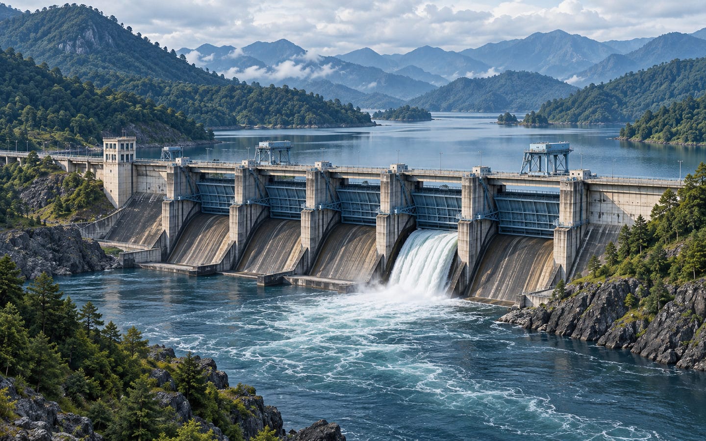 Hydropower station dam and reservoir