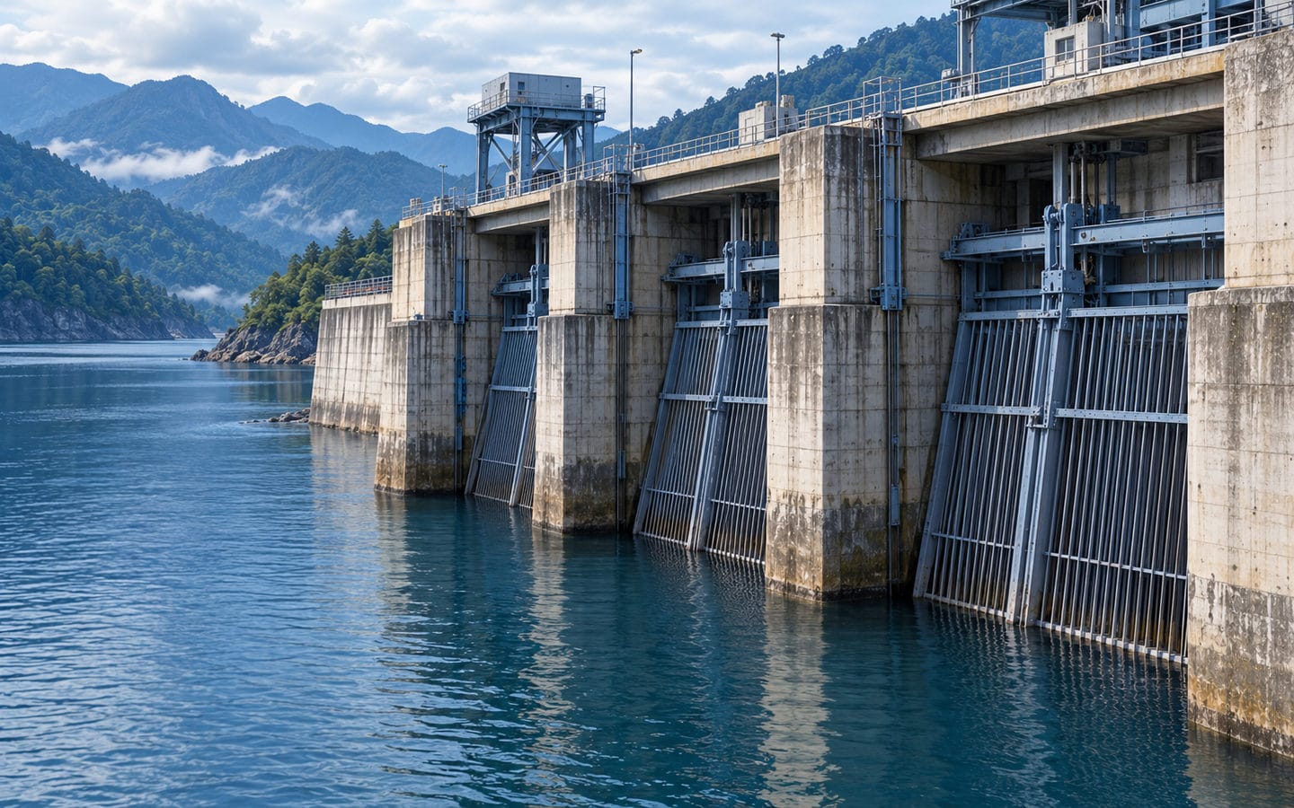 Trash racks protecting a hydropower water intake