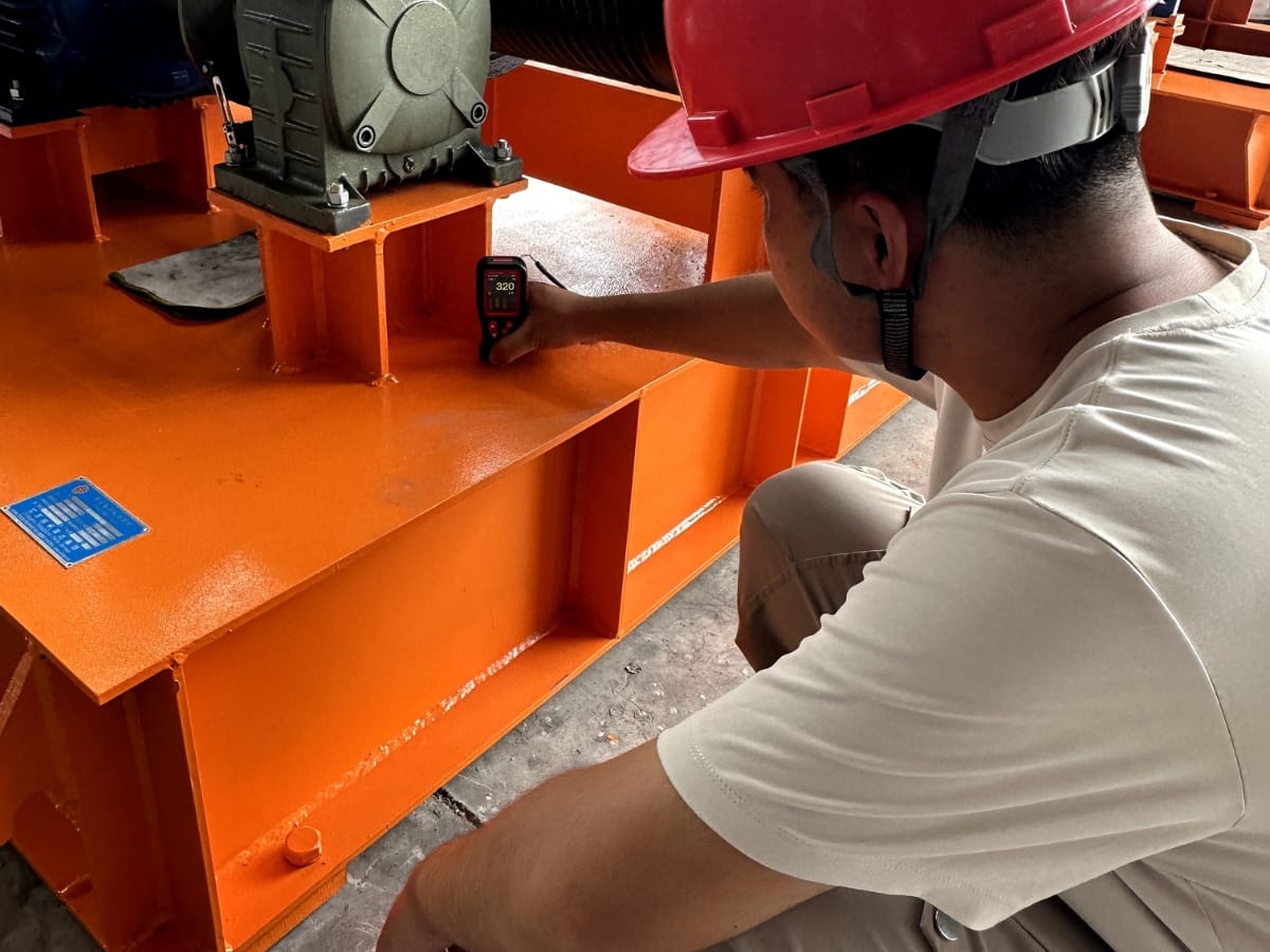 Protective coating thickness inspection on Fuda water control equipment