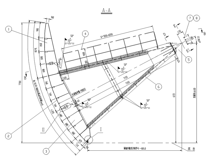 Example radial gate side-view drawing showing gate geometry and dimensional references