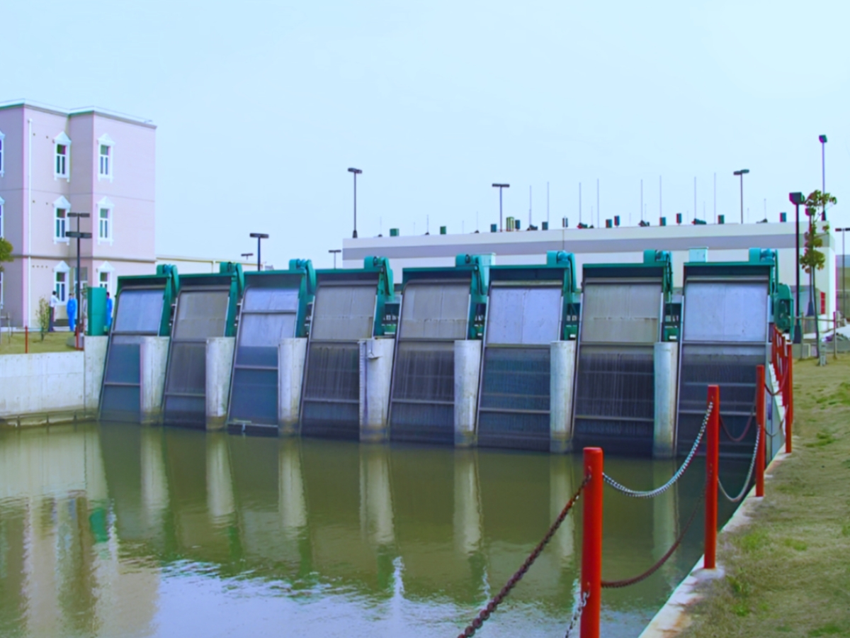 Rotary trash rake for water intake debris removal