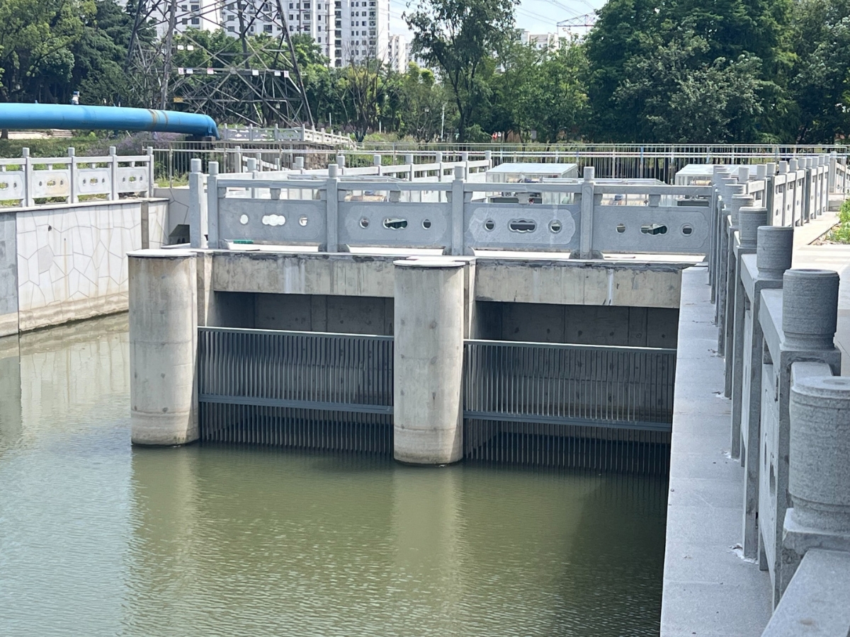 Steel trash racks installed at a water intake